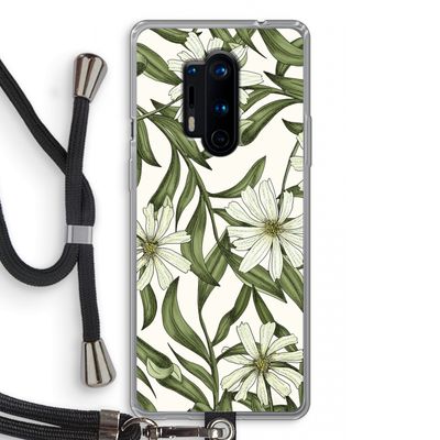 Wit bloemenpatroon: OnePlus 8 Pro Transparant Hoesje met koord
