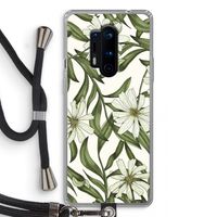 Wit bloemenpatroon: OnePlus 8 Pro Transparant Hoesje met koord Wit bloemenpatroon: OnePlus 8 Pro Transparant Hoesje met koord