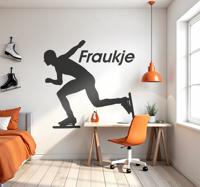 Schaatser met naam sport sticker