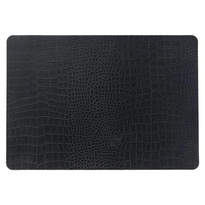 Unique Living placemats Croco lederlook - 1x - 43 x 30 cm - zwart - pvc - tafel onderleggers