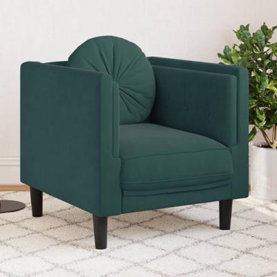 Fauteuil met kussen fluweel donkergroen