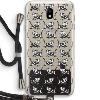 Zwarte poes: Samsung Galaxy J7 (2017) Transparant Hoesje met koord