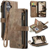 Caseme iPhone 17 PU leren hoesje - portemonnee - Bruin
