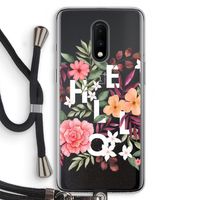 Hello in flowers: OnePlus 7 Transparant Hoesje met koord
