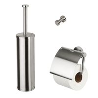 Toiletset Accessoires Geesa Nemox met Toiletborstel Toiletrolhouder en Handdoekhaak RVS - thumbnail