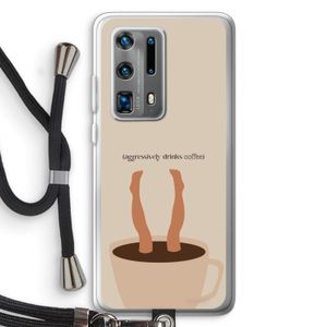 Aggressively drinks coffee: Huawei P40 Pro Plus Transparant Hoesje met koord