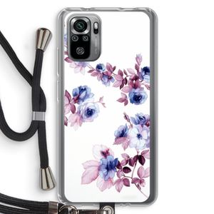 Waterverf bloemen: Xiaomi Redmi Note 10S Transparant Hoesje met koord