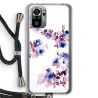 Waterverf bloemen: Xiaomi Redmi Note 10S Transparant Hoesje met koord