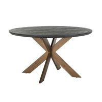 Richmond Ronde Eettafel Blackbone Brass, Eikenhout en Staal, Ø140cm - Zwart - thumbnail