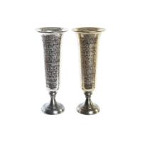 Vaas DKD Home Decor 20 x 20 x 51 cm Zilverkleurig Gouden Aluminium Modern (2 Stuks)
