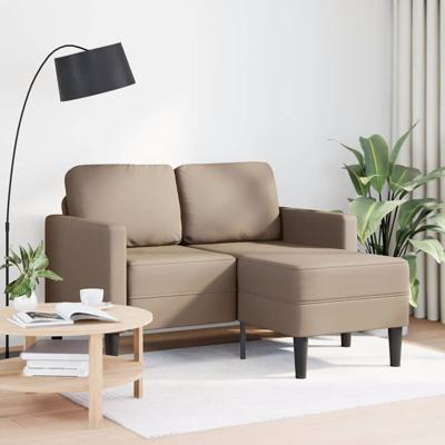 2-zitsbank met chaise longue L-vorm Cappuccino 125 cm Kunstleer