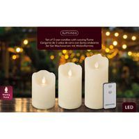 3x Creme witte nep kaarsen met led-lichtjes   -