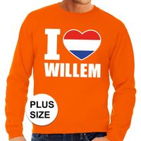 Oranje I love Willem grote maten sweater / trui heren - thumbnail