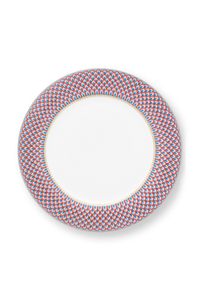 Pip Studio Flower Festival Dinerbord Rood/Lichtblauw 26.5 cm