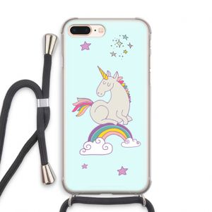 Regenboog eenhoorn: iPhone 8 Plus Transparant Hoesje met koord