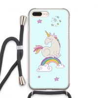 Regenboog eenhoorn: iPhone 8 Plus Transparant Hoesje met koord