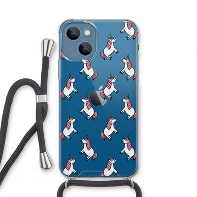 Eenhoorns overal: iPhone 13 mini Transparant Hoesje met koord