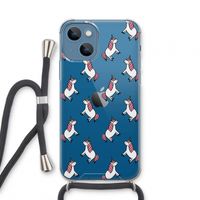 Eenhoorns overal: iPhone 13 mini Transparant Hoesje met koord