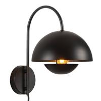 Leen Bakker - Wandlamp Yuki E27 - - 30x30x20 Cm - Metaal - Zwart