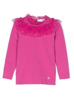 Monnalisa t-shirt en coton à col volanté - Rose