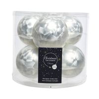 6x stuks glazen kerstballen wit ijslak 8 cm mat/glans - Kerstbal - thumbnail