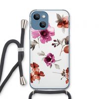 Geschilderde bloemen: iPhone 13 mini Transparant Hoesje met koord