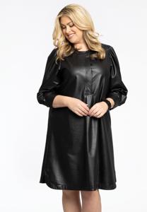 Yoek Jurk met pofmouw | Zwart | Maat 50/52