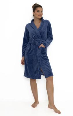 Cocodream dames badjas fleece - Darkblue - Warme winter ochtendjas - Badjassen dames - Copy
