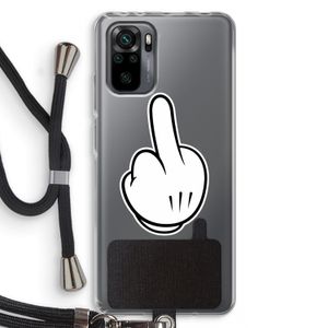 Middle finger white: Xiaomi Redmi Note 10 Pro Transparant Hoesje met koord