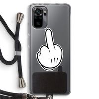 Middle finger white: Xiaomi Redmi Note 10 Pro Transparant Hoesje met koord