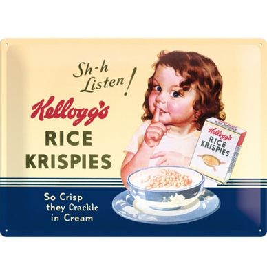 Metalen Bord 30x40 Kellogg's Sh-h Listen!
