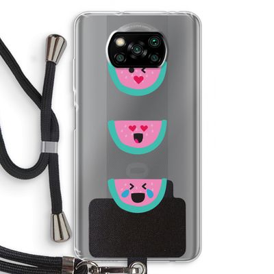 Smiley watermeloen: Xiaomi Poco X3 Pro Transparant Hoesje met koord