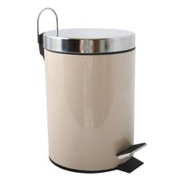 MSV Prullenbak/pedaalemmer - metaal - beige - 3 liter - 17 x 25 cm - Badkamer/toilet   - - thumbnail