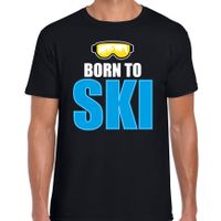 Apres-ski t-shirt wintersport Born to ski zwart voor heren - thumbnail