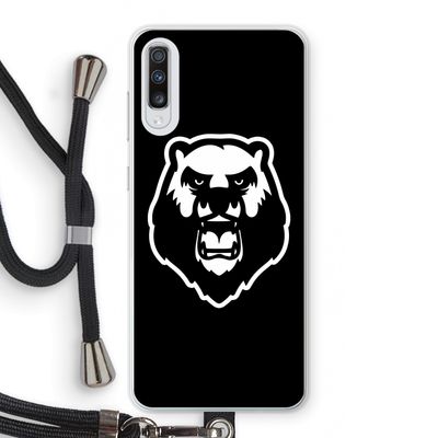Angry Bear (black): Samsung Galaxy A70 Transparant Hoesje met koord