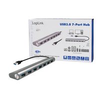 LogiLink UA0308 interface hub USB 3.2 Gen 1 (3.1 Gen 1) Type-A 5000 Mbit/s Grijs - thumbnail