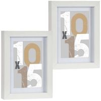 2x stuks houten fotolijst wit geschikt voor een foto van 10 x 15 cm of 13 x 18 cm - Fotolijsten - thumbnail