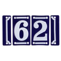 Best for Boots huisnummer 62 - met sierrand - Oudhollands - emaille - blauw/wit