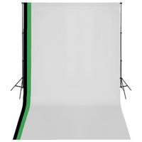 VidaXL Fotostudioset met 3 katoenen achtergronden en frame 3x5 m