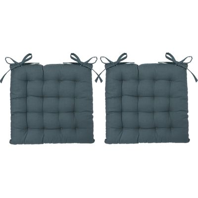 Atmosphera Stoelkussen - 6x - storm blauw - katoen - 38 x 6 cm - zitkussen