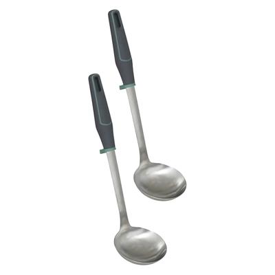 5Five Soep/saus opscheplepel - 2x - zilver - RVS - 34 cm - Keukengerei - Robuust/duurzaam