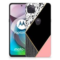 Motorola Moto G 5G TPU Hoesje Zwart Roze Vormen - thumbnail