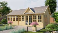Tuindeco Big Blokhut Lauren 930x400 cm 70 mm vuren blank- Zadeldak- Onbehandeld vurenhout- Tuindeco