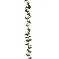 Kunstbloemen slinger rozen - 230 cm - wit - decoratie - versiering