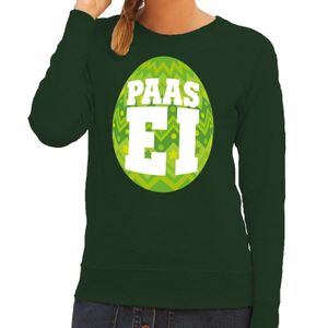 Paas sweater groen met fel groen ei voor dames