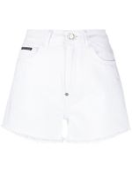 Philipp Plein short en jean à bords francs - Blanc