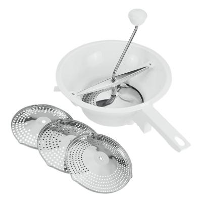 Metaltex passeerzeef 24 cm + 3 roestvrije roosters wit/rvs
