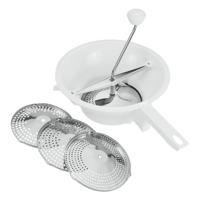 Metaltex passeerzeef 24 cm + 3 roestvrije roosters wit/rvs