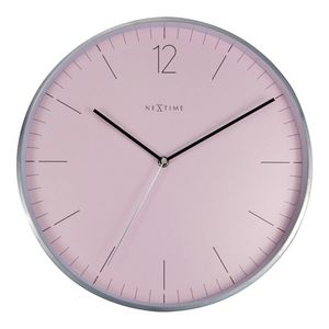 NeXtime wandklok Essential Silver 34 cm glas zilver/roze