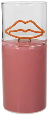 Kersten ornament glas lippen 6.5x15cm roze, transparant
